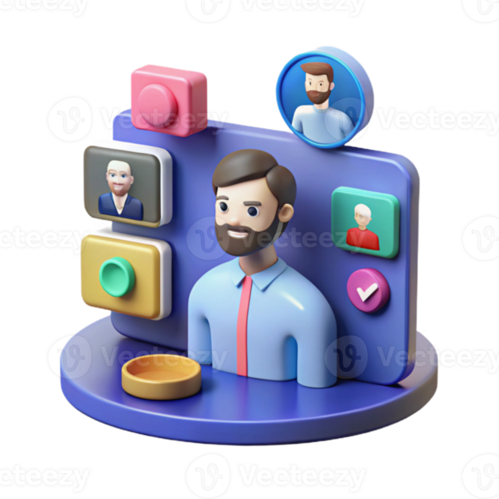 3D Avatar Collaboration Virtual Team Meeting Interface png