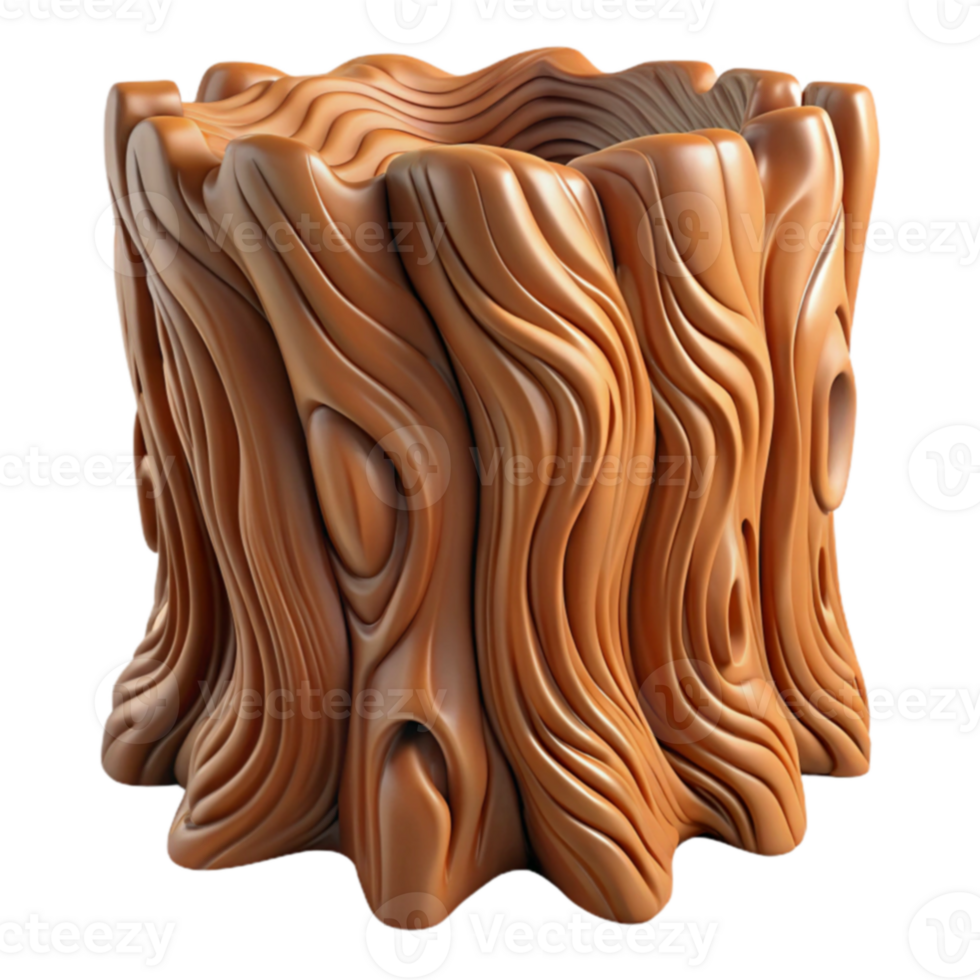 Abstract Tree Stump 3D Render of Wooden Texture png
