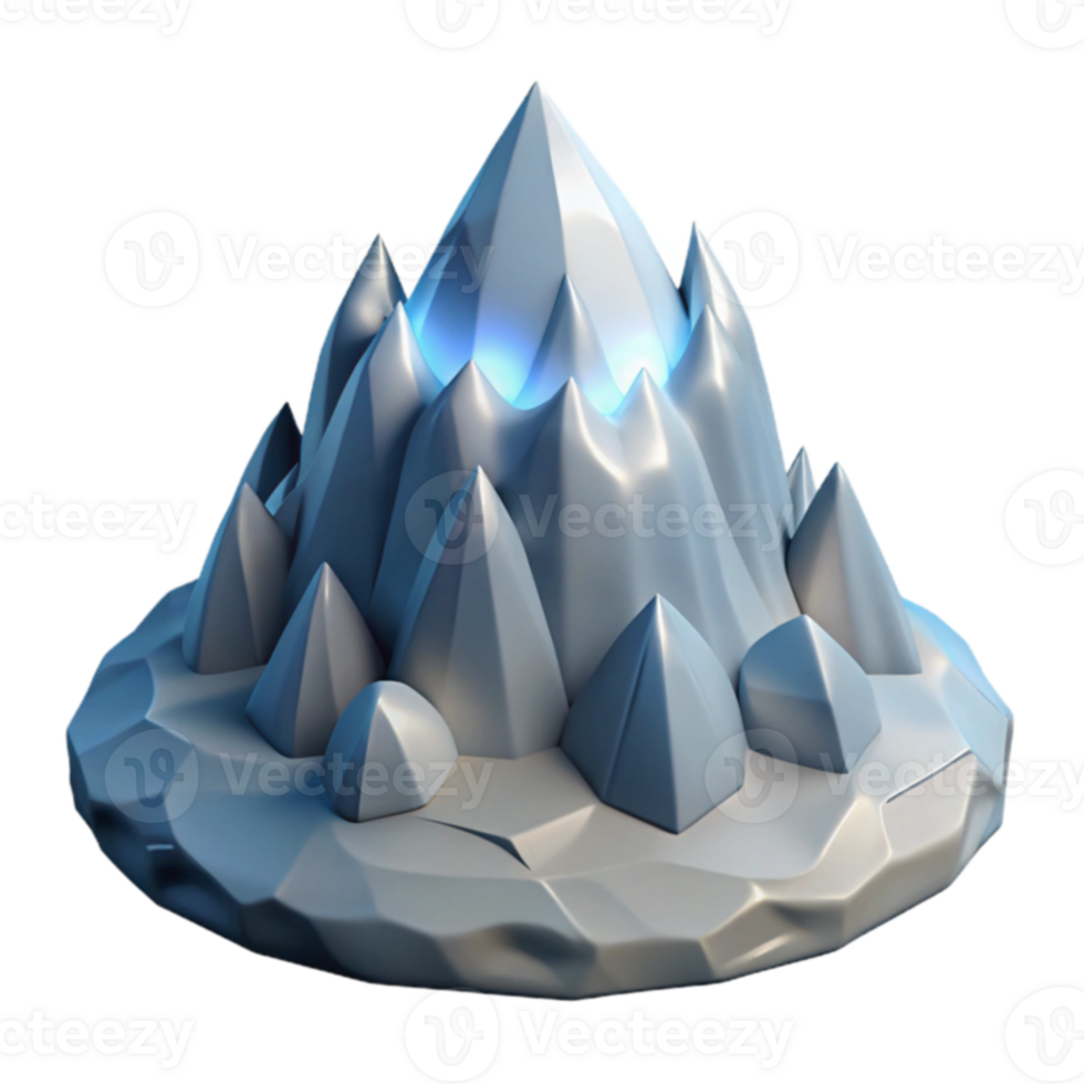 Icy Peak 3D Model of a Crystalline Mountain png