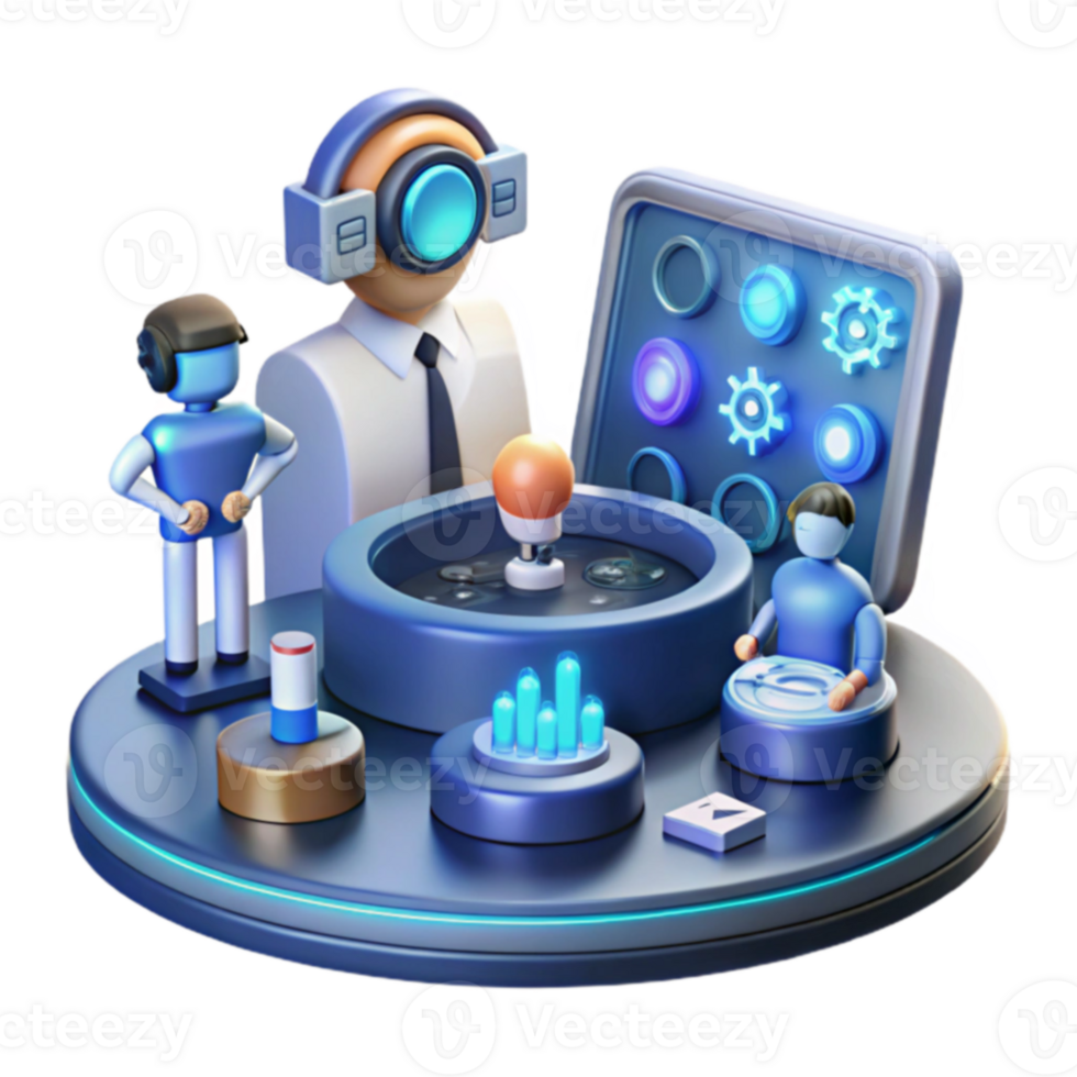 Interactive 3D Control Panel Futuristic User Interface Design png