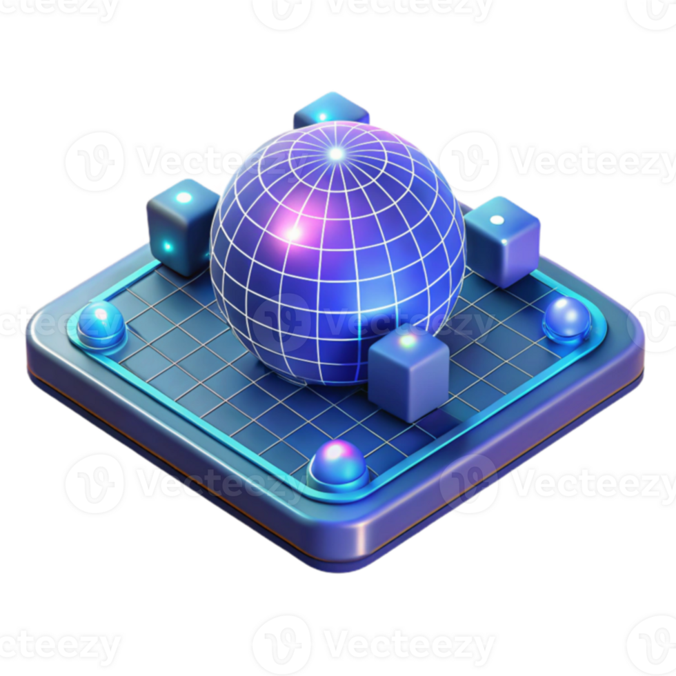 Global Network 3D Digital World Visualization png
