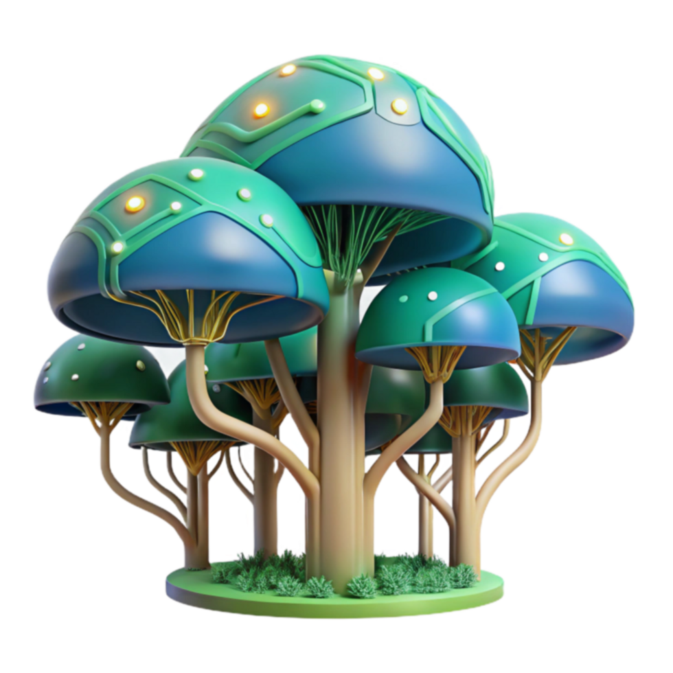 Futuristic Bio-Luminescent Mushroom Grove png