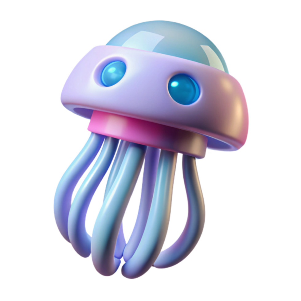 Cute 3D Render of a Robotic Jellyfish png