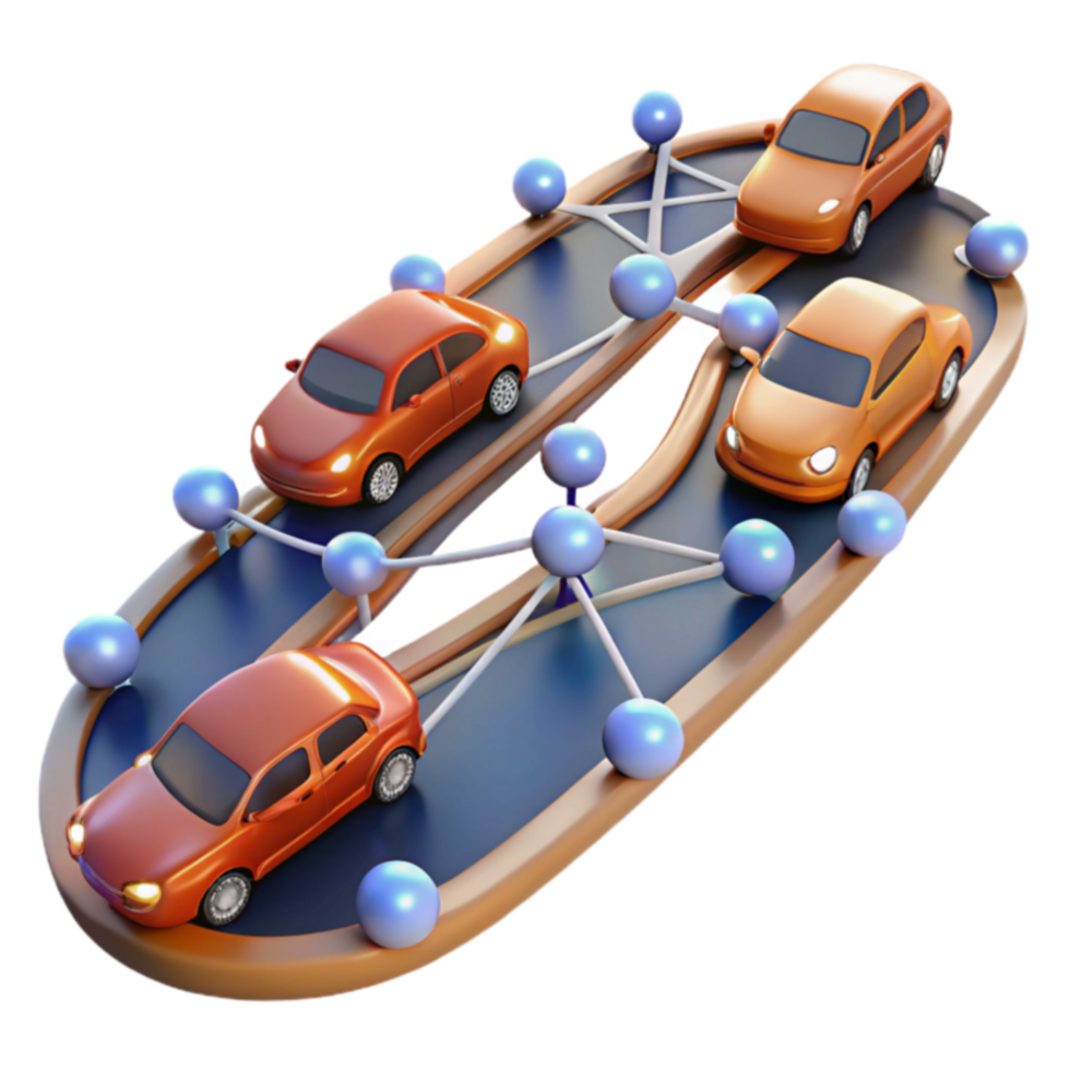 Connected Vehicle Network Autonomous Driving IoT png