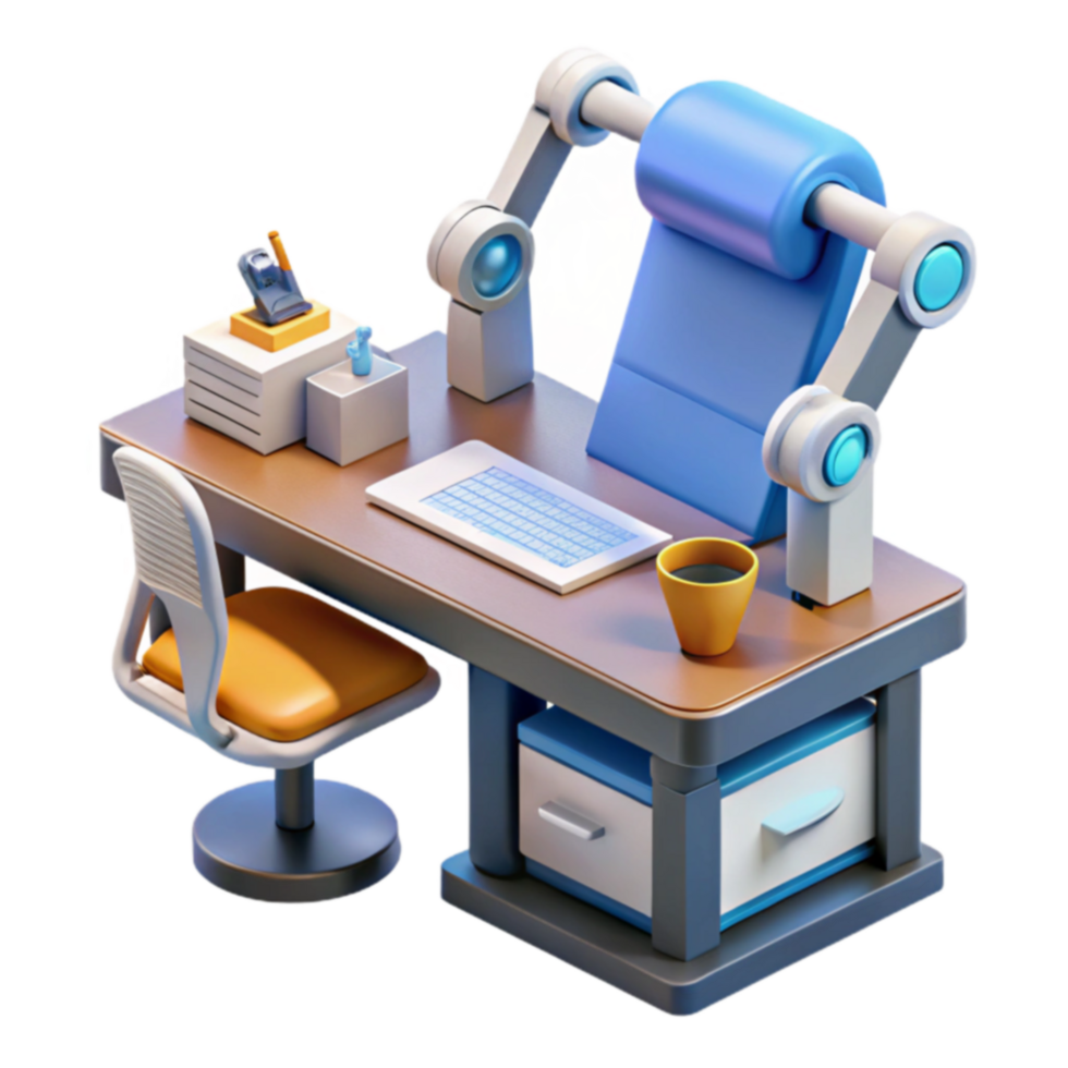 Ergonomic Workstation Design Future Office Setup png