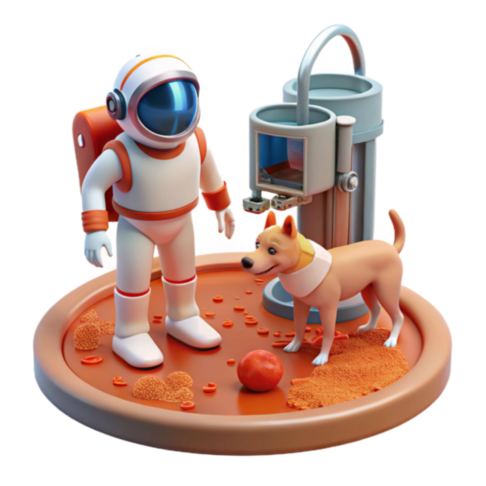 Astronaut and Dog on Mars A 3D Render png