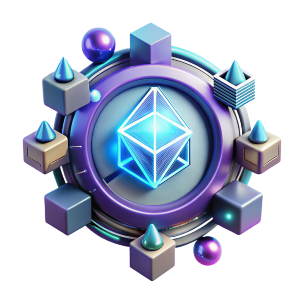 Abstract 3D Geometric Shapes Neon Glow, Orb, Cube Design png