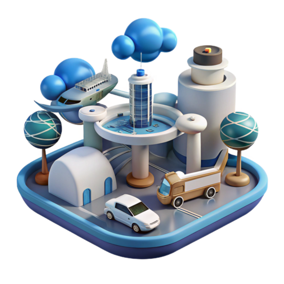 Smart City Transportation Hub A 3D Model png