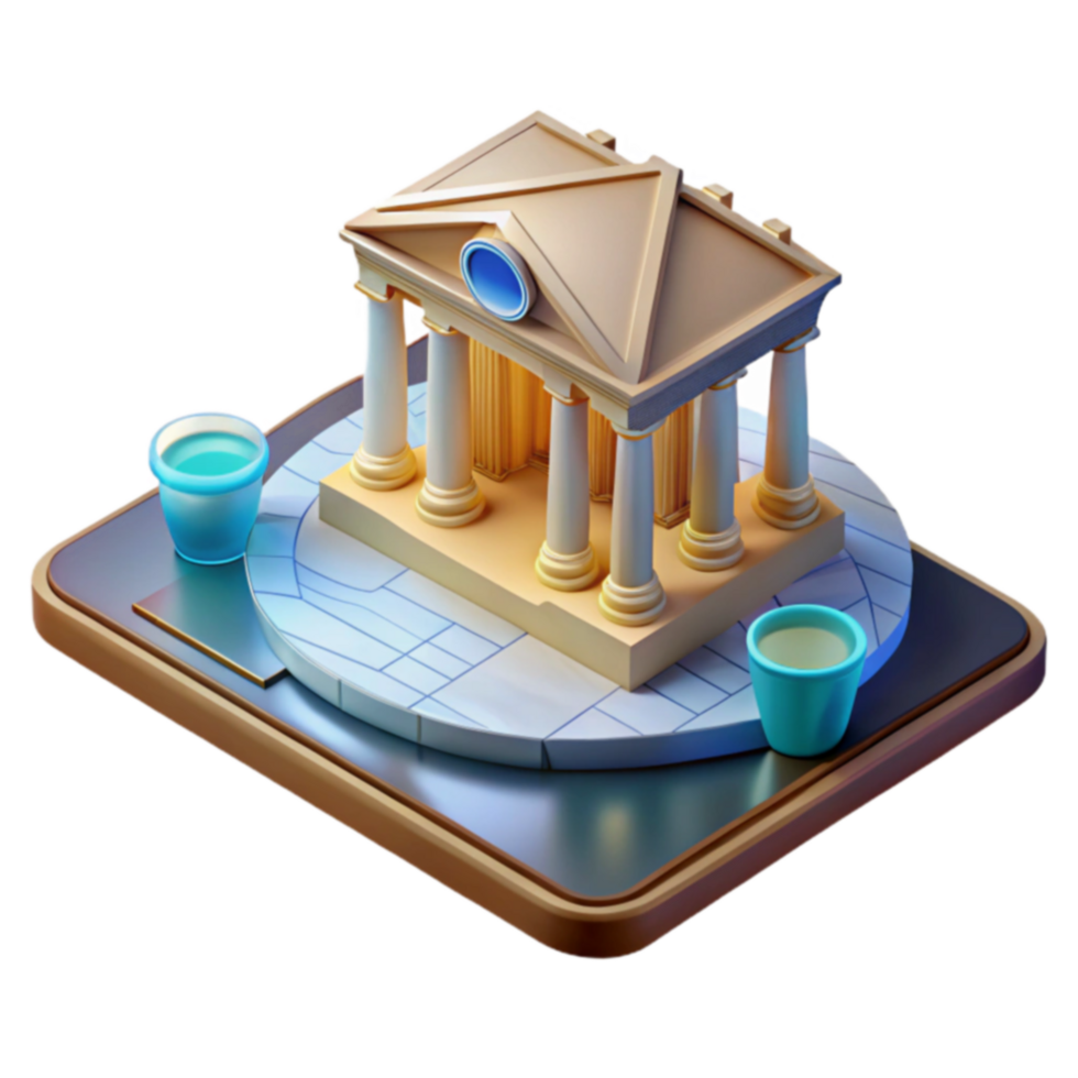 Ancient Temple 3D Model Classical Architecture, Digital Design png