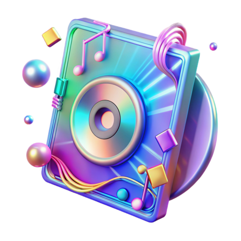 Vibrant Music Disc 3D Render of Colorful Audio png