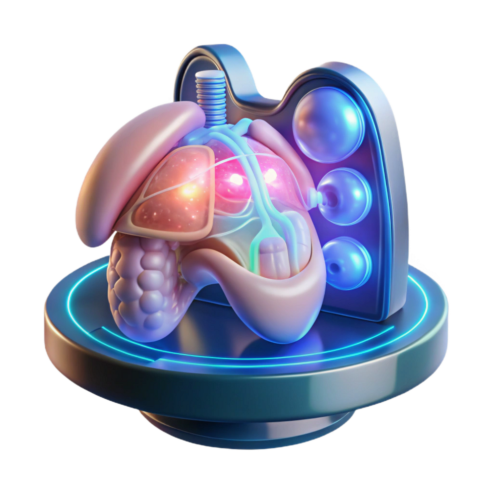 3D Model Human Respiratory System with Lungs, Bronchi, and Alveoli png