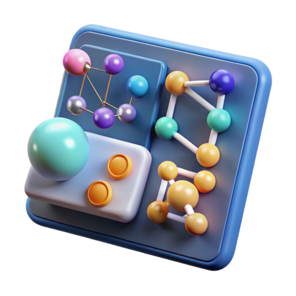 Abstract 3D Colorful Network Structure png