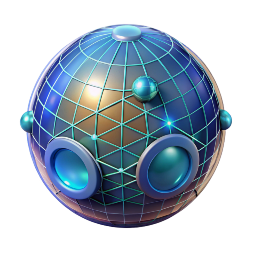 Abstract Sphere Geometric Network, 3D Render png