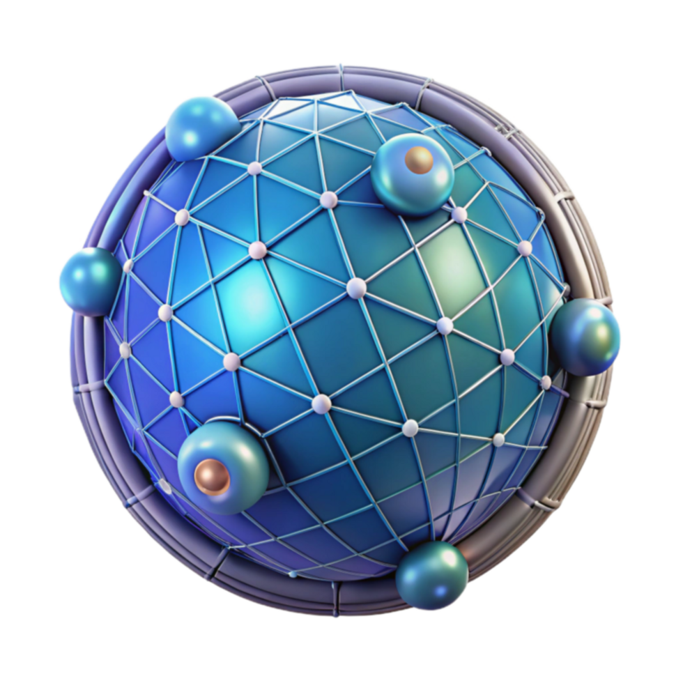 Abstract 3D Sphere Networked Geometry and Spheres png