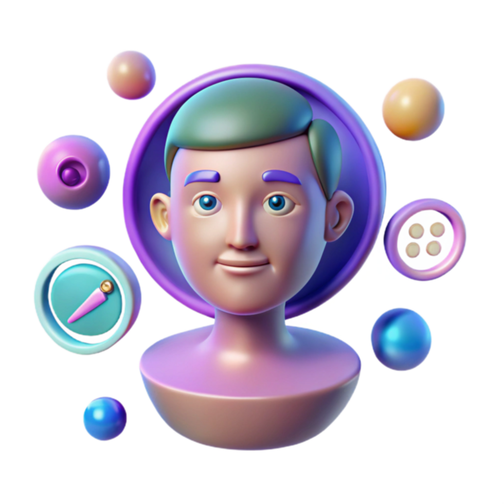 3D Avatar Digital Persona, User Interface, Graphic Design, Character Modeling, Virtual World, Online Identity, Cartoon Style, 3D Rendering, Animation, Visual Effects png