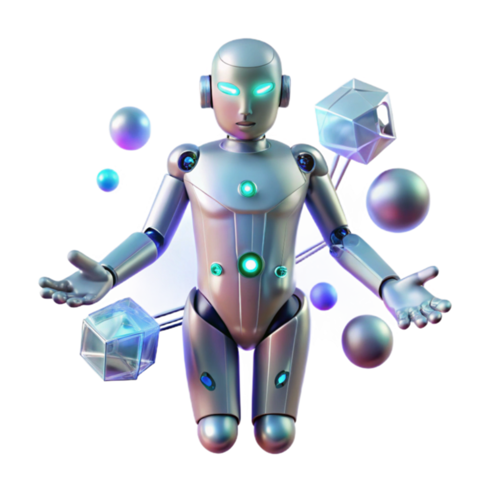 AI Robot Exploring 3D Digital Worlds png