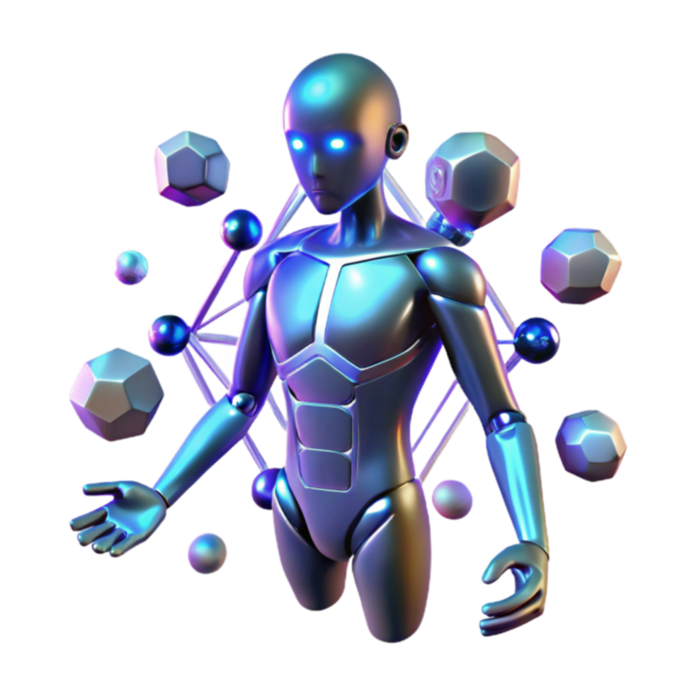 Cybernetic Anatomy Digital Humanoid and Geometric Forms png