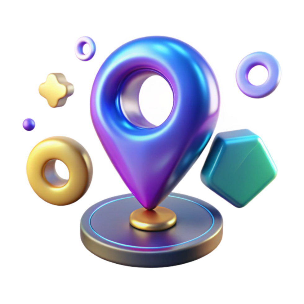 3D Location Pin Navigation App Icon Design png