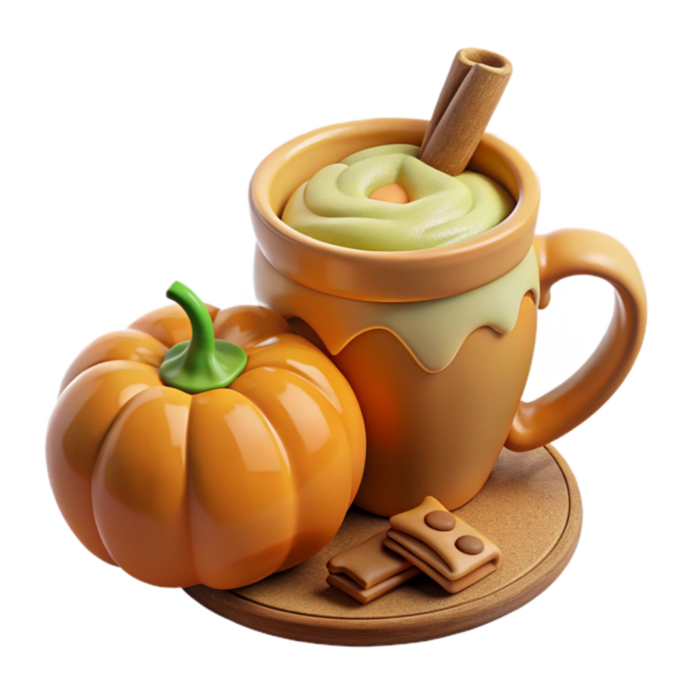 Autumn Pumpkin Spice Latte with Cinnamon and Cookies png