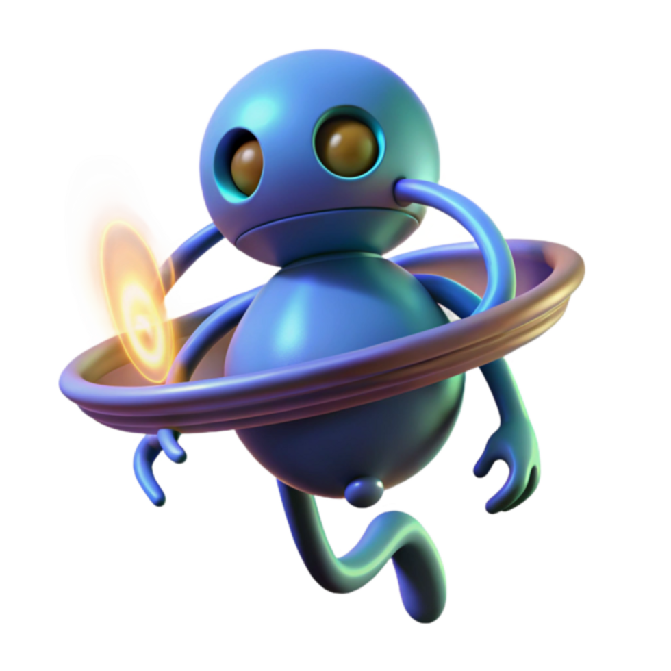 Cosmic Robot 3D Render of a Futuristic Being png