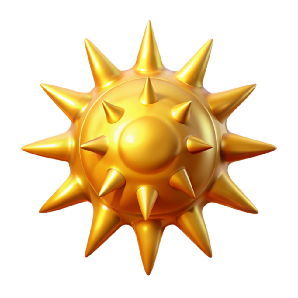 Golden Spiked Sphere 3D Render of Abstract Orb png