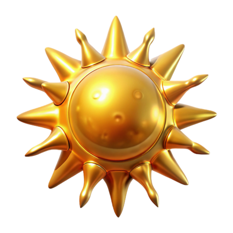 Golden Sun 3D Render Summer, Bright, Shiny, Warm, Golden Rays, Abstract, Sphere, Design, Illustration png
