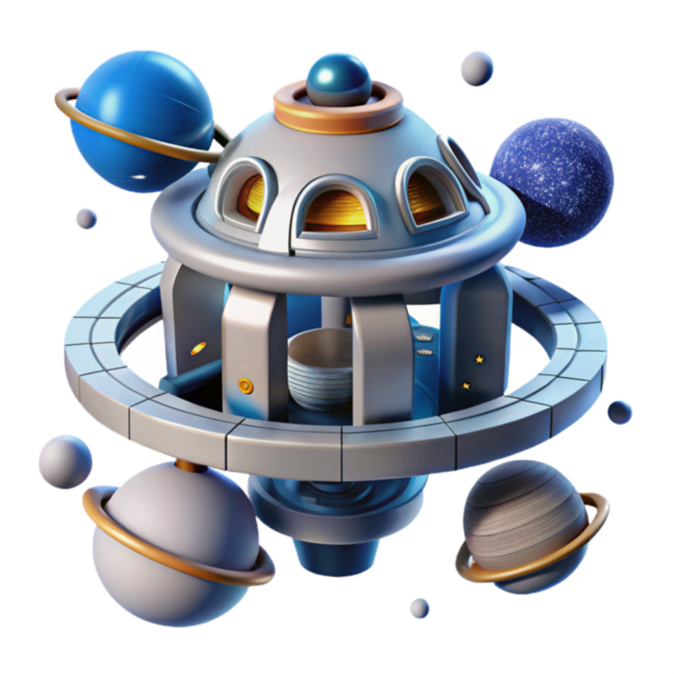 Cosmic Observatory 3D Render of Futuristic Space Station png