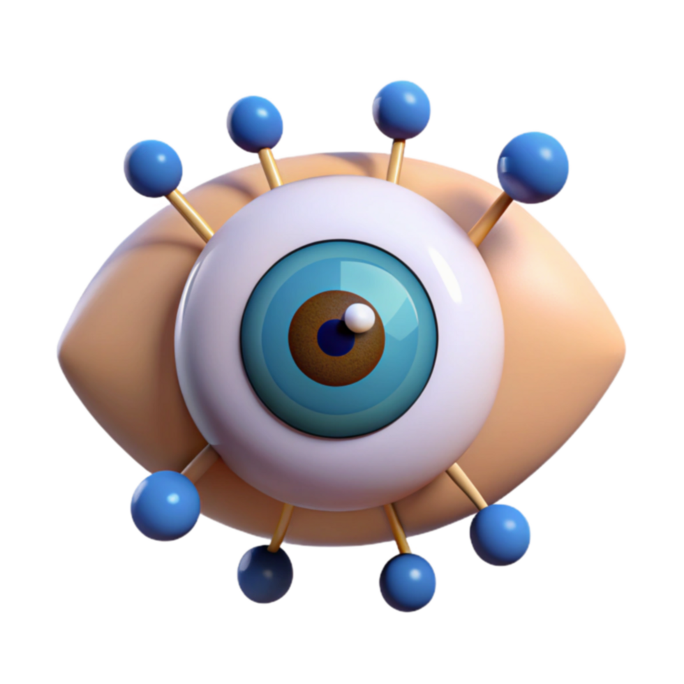 Surveillance Eye 3D Render of a Multifaceted Vision png