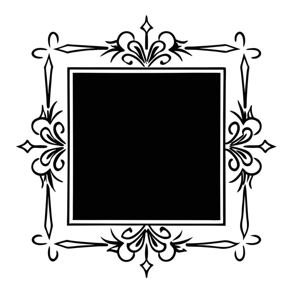 A black and white square frame with a floral design vector