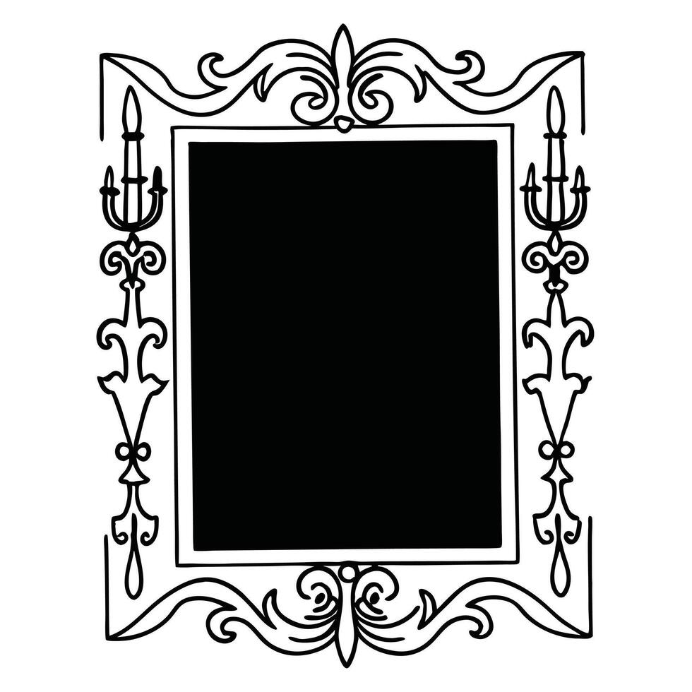 A black and white drawing of a frame with a black border vector