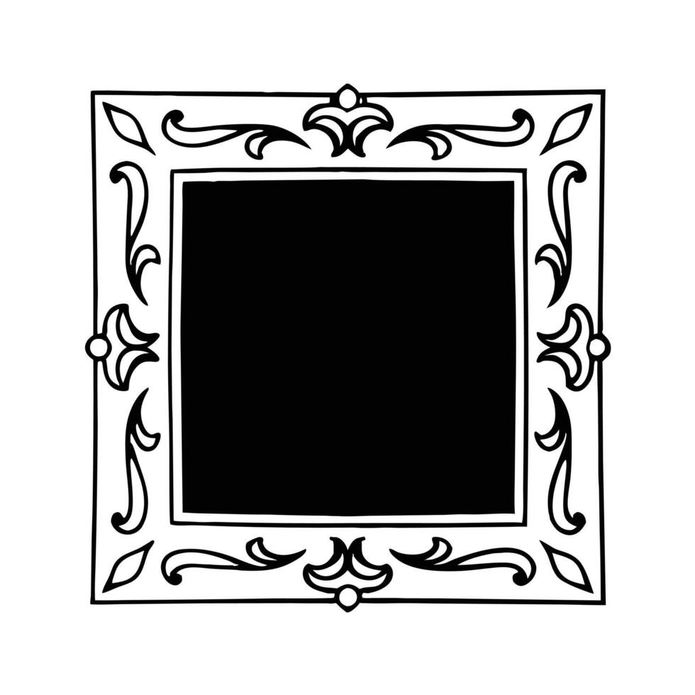 A black and white drawing of a square frame vector