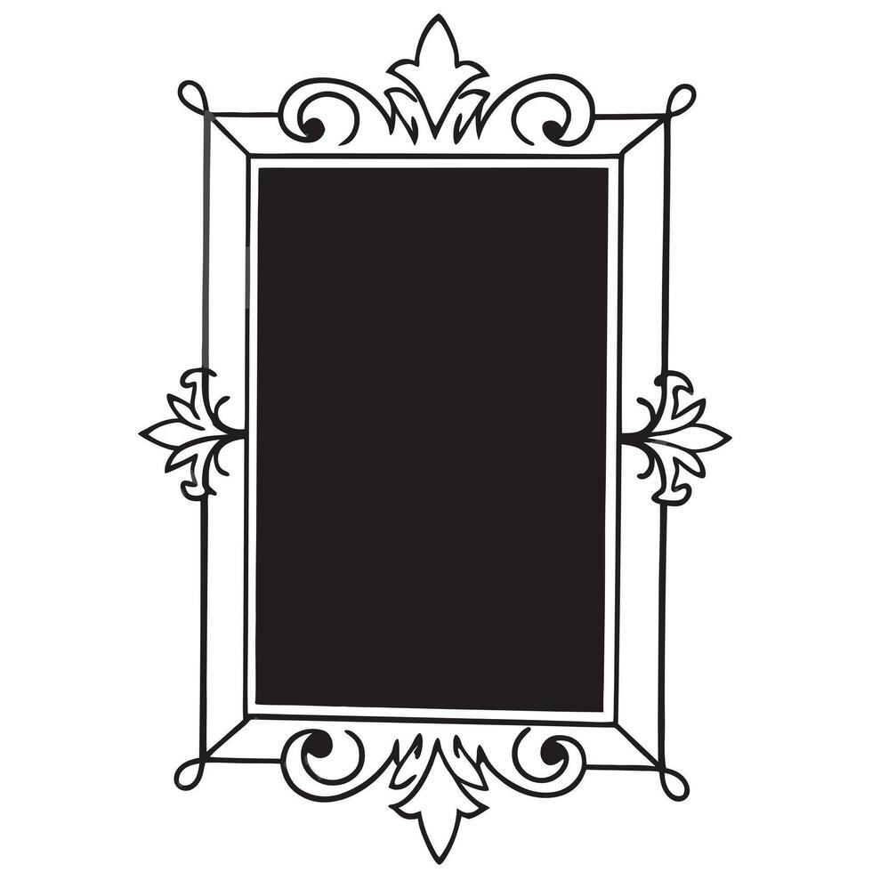 A black and white drawing of a frame with a black board vector