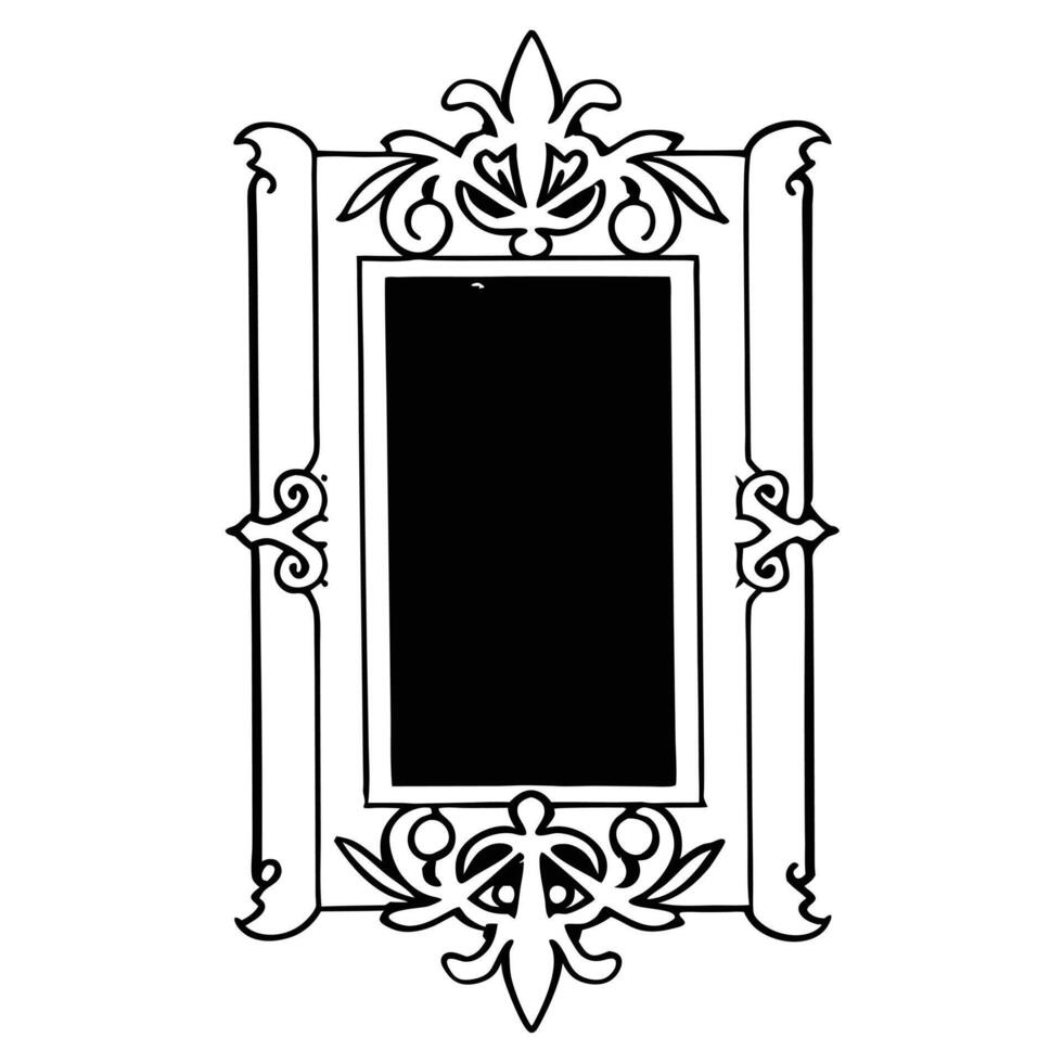 A black and white drawing of a frame with a black board vector