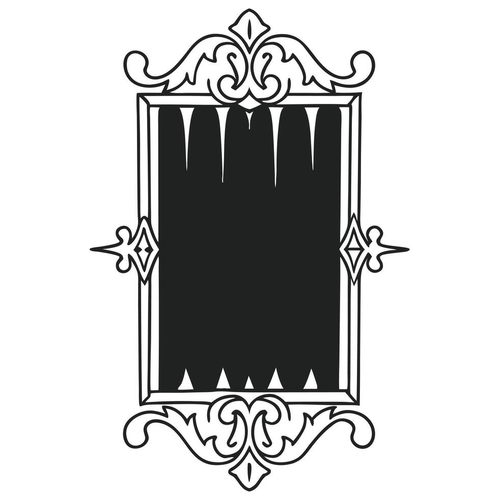 A black and white illustration of a frame vector