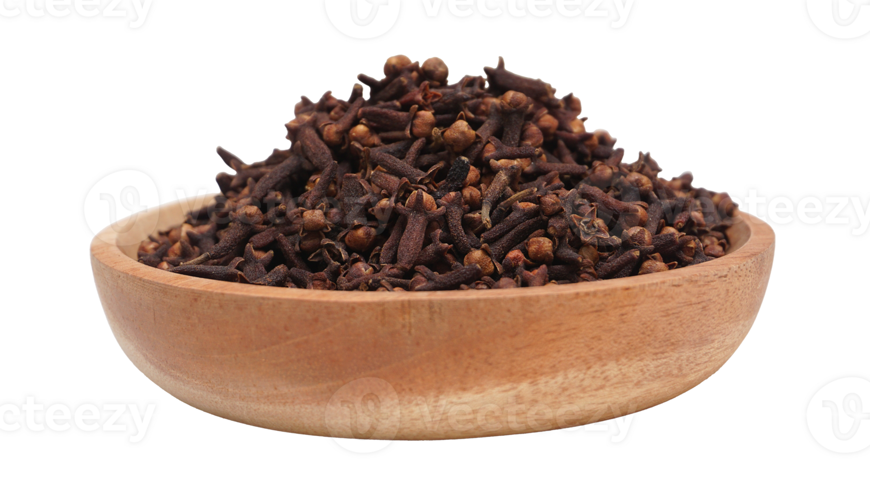 Dried Cloves on Wooden Plate on Transparent Background png