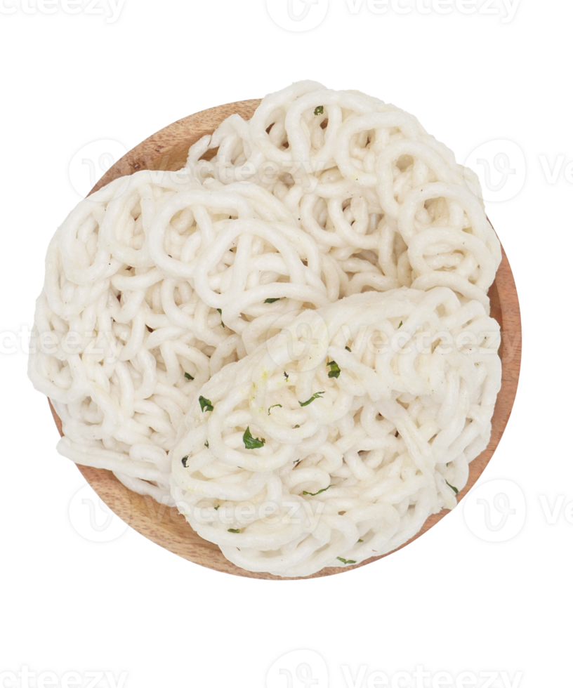 Top View of Indonesian Deep Fried Crackers or Kerupuk on Wooden Plate on Transparent Background png