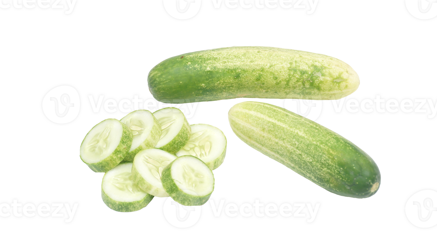 Slices of Fresh Cucumber on Transparent Background png