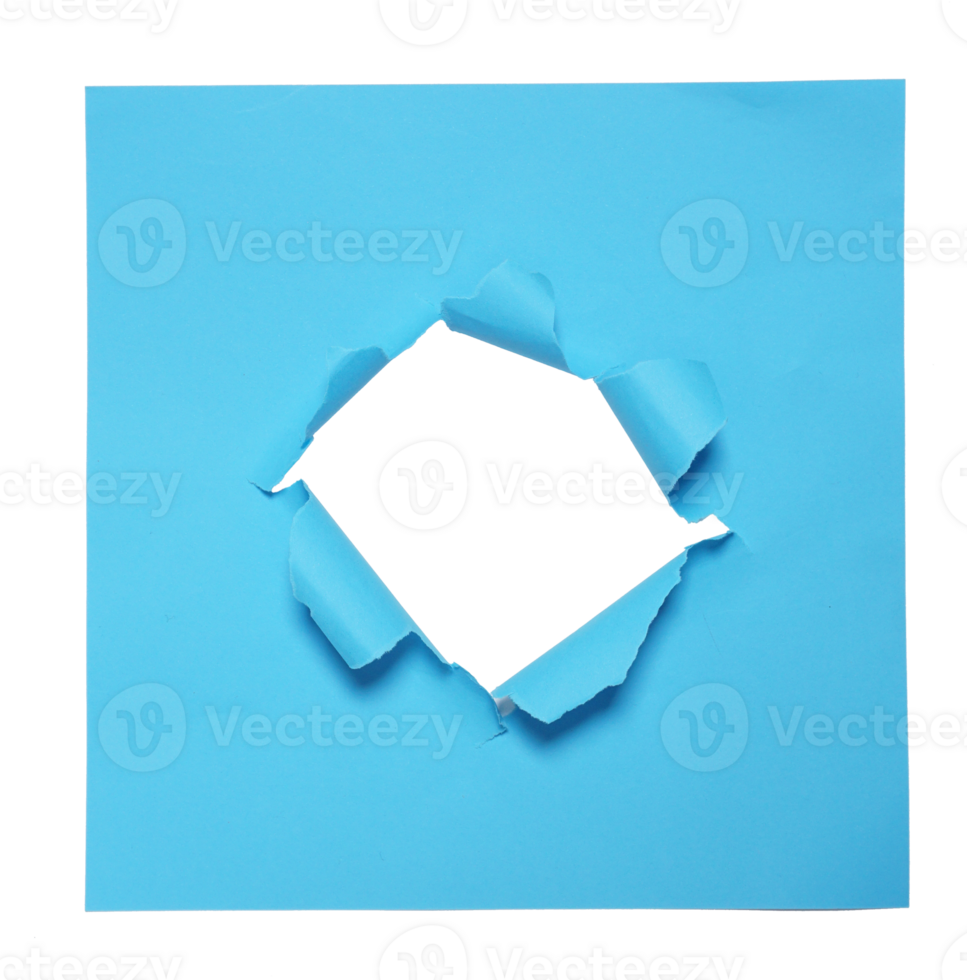 Torn Center Of Blue Paper on Transparent Background png