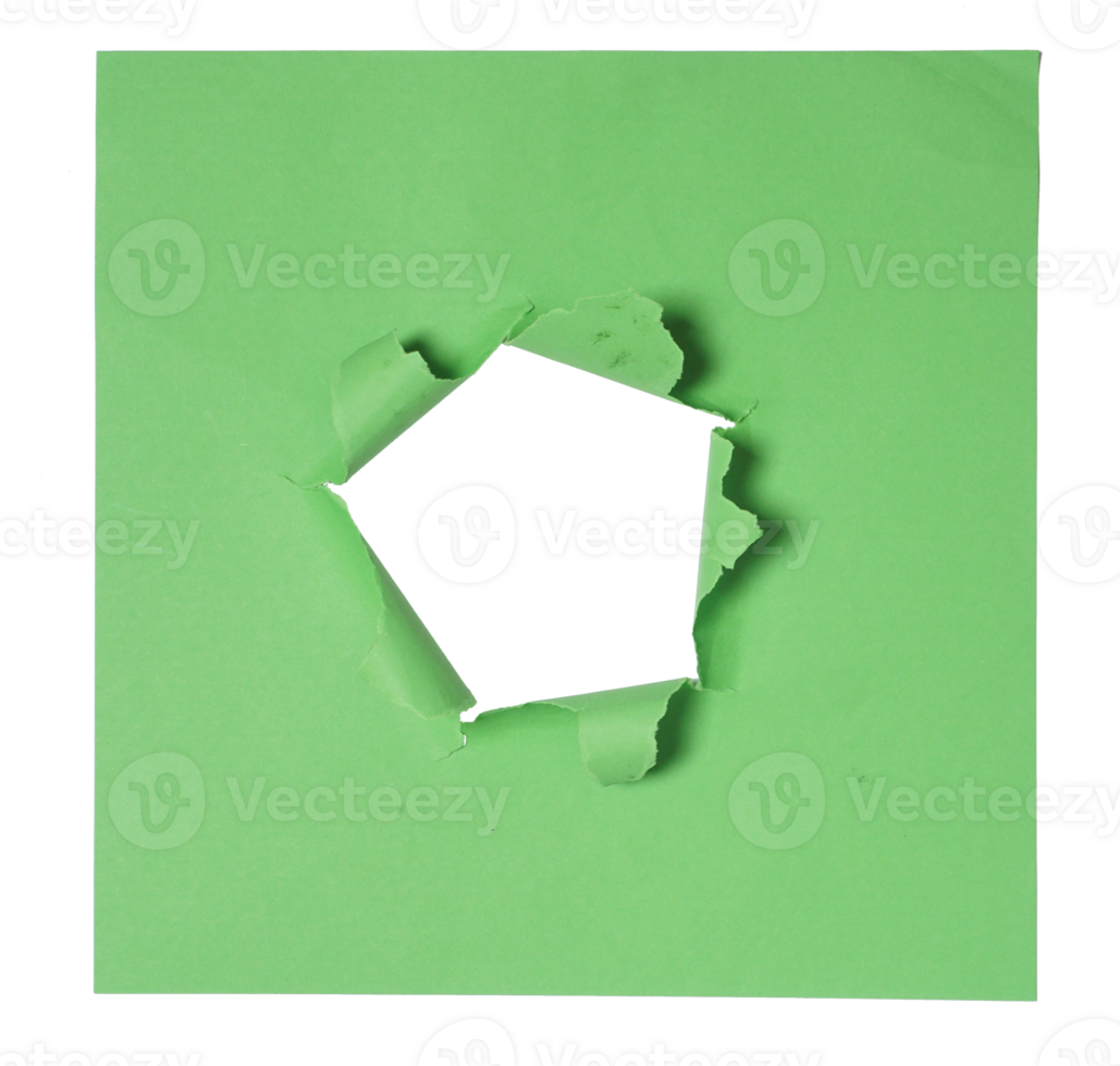 Torn Center Of Green Paper on Transparent Background png