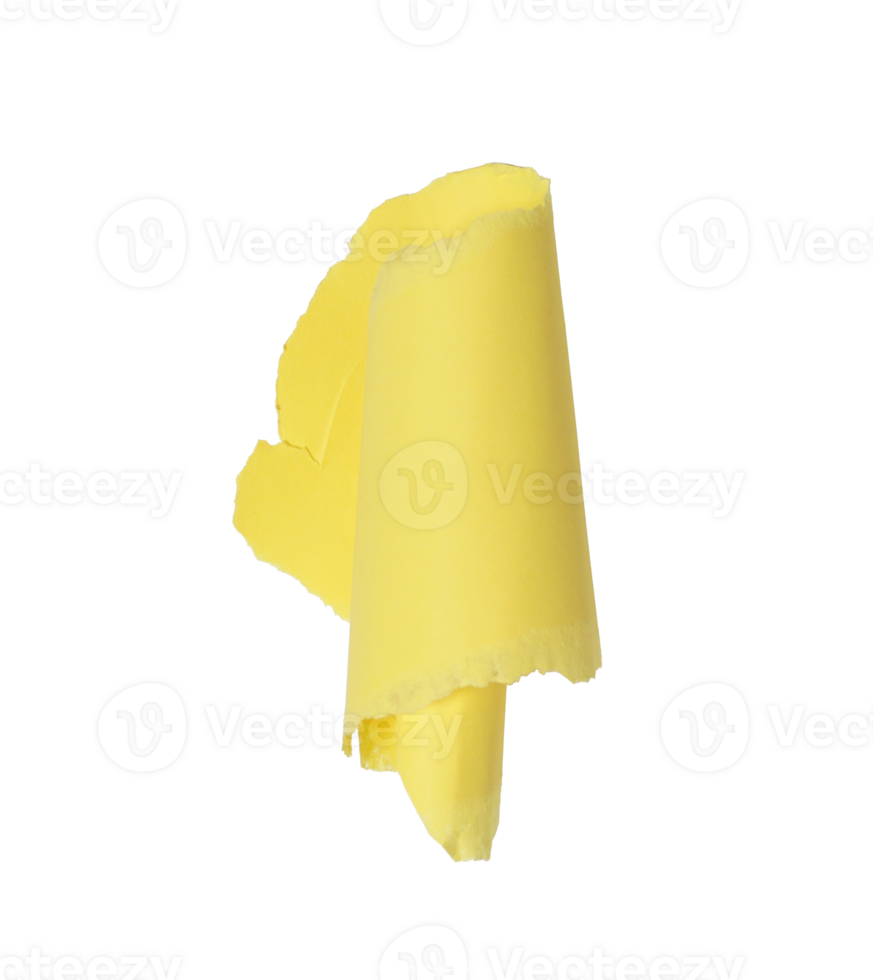 Ripped Yellow Paper Rolled Up on Transparent Background png