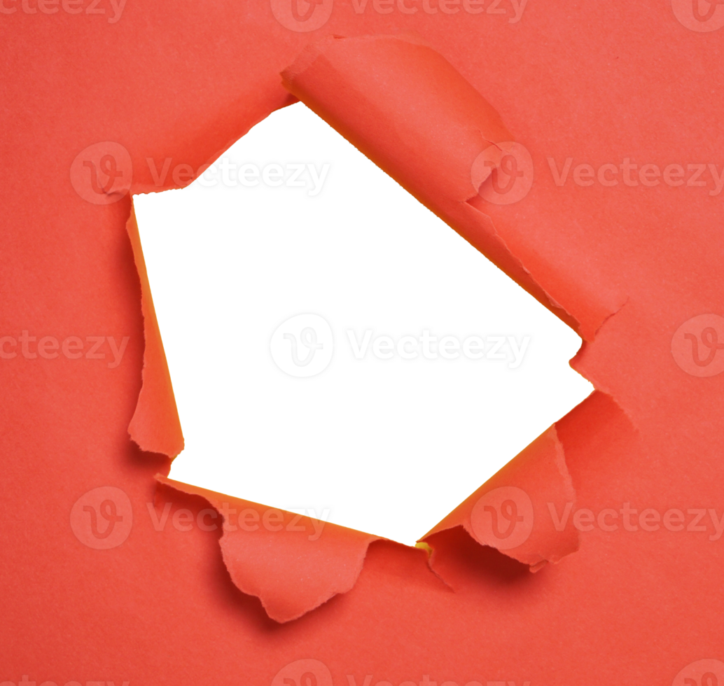 Torn Red Paper with Hole on Transparent Background png