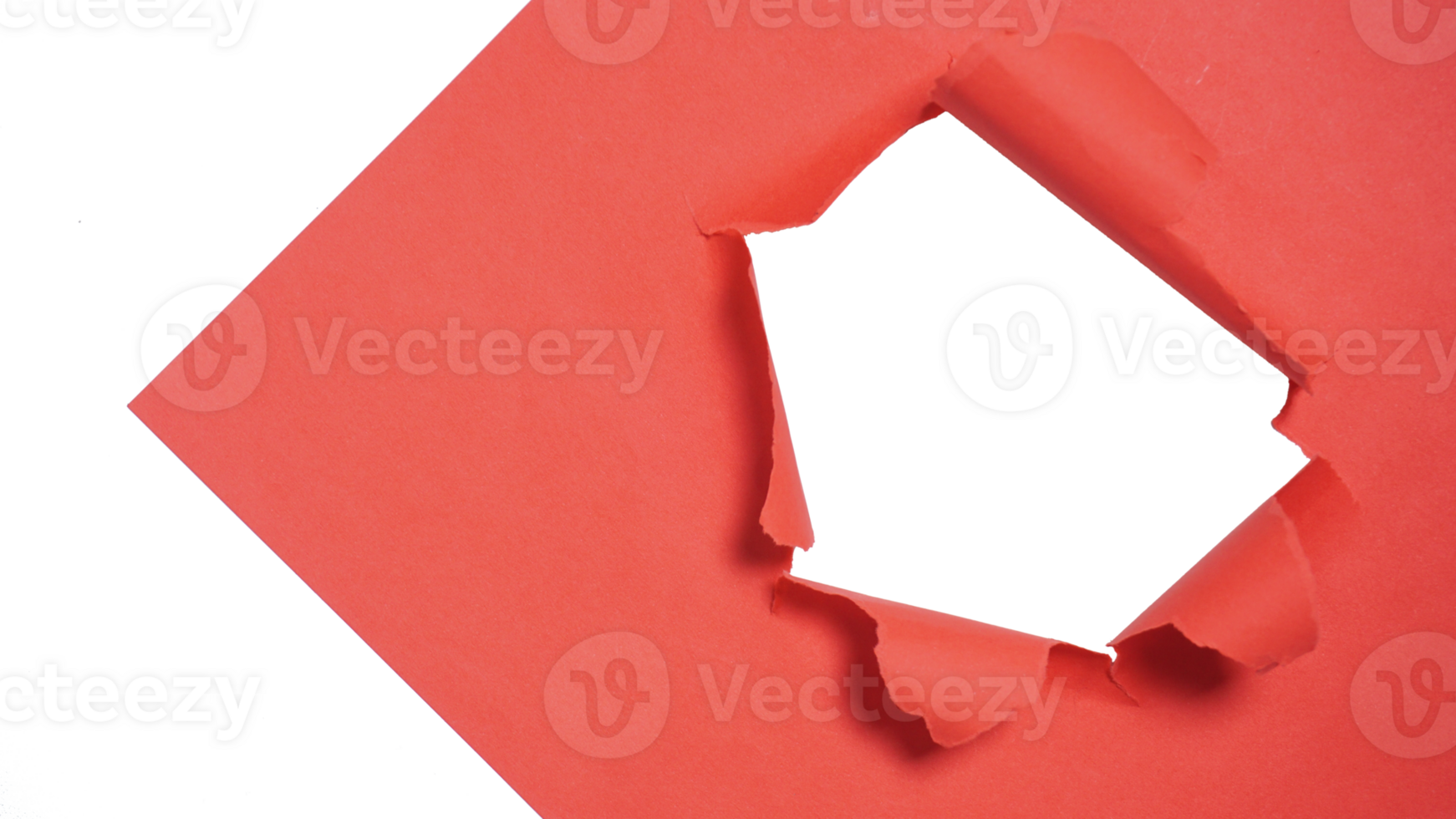 Torn Hole in Sheet of Red Paper on Transparent Background png