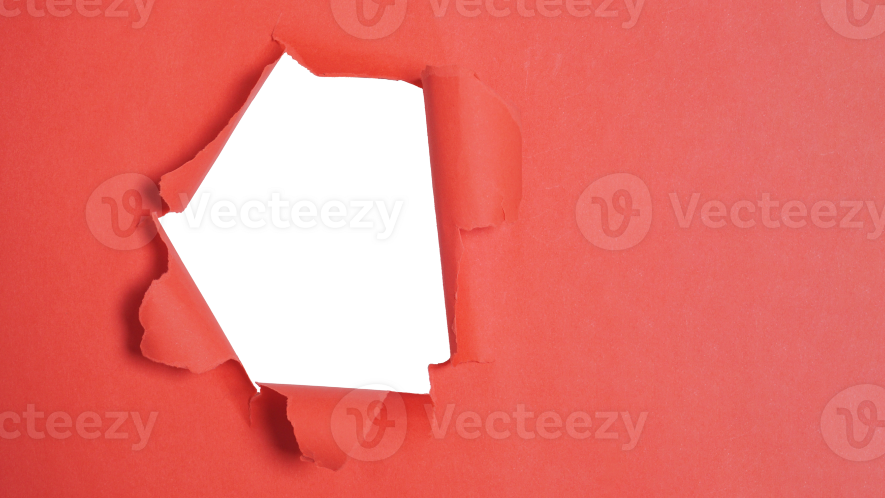 Torn Hole in Red Paper on Transparent Background png