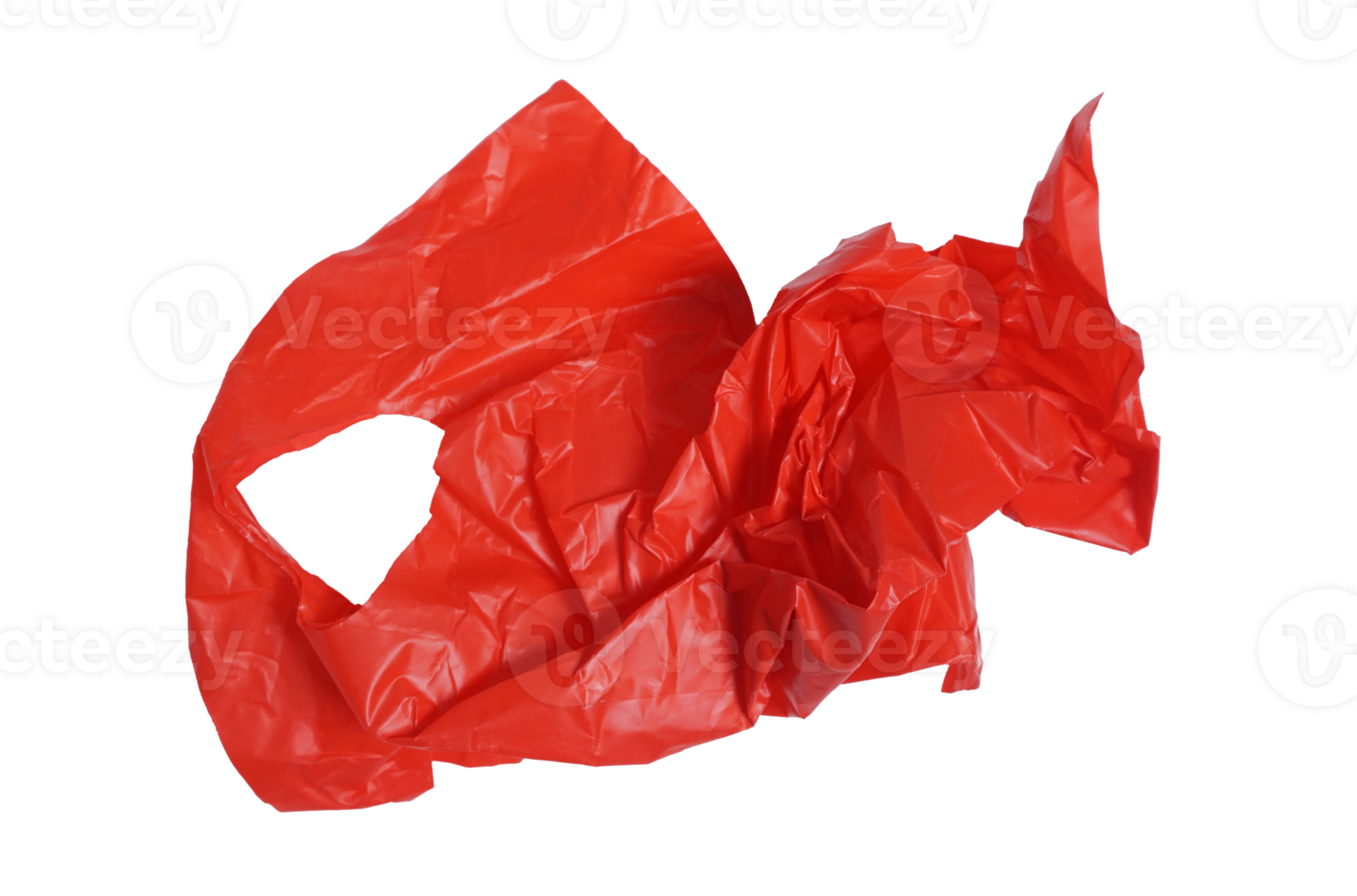 Crumpled Red Plastic Bag with A Slotted Handle on Transparent Background png