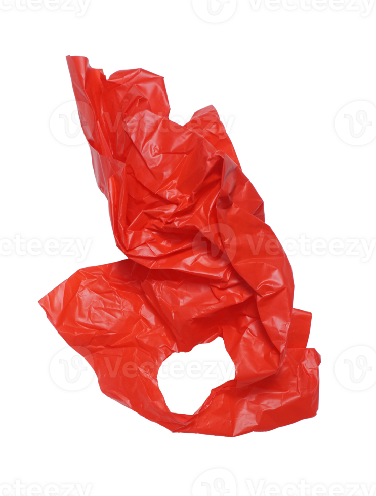 Used Red Plastic Bag with A Slotted Handle on Transparent Background png