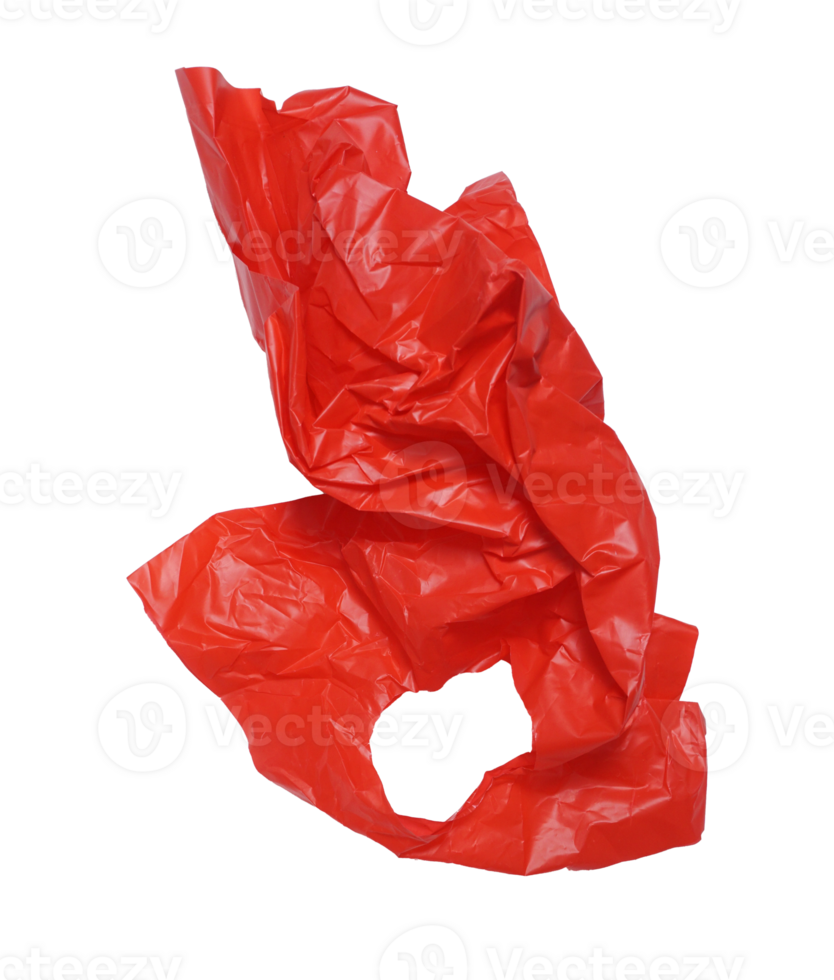 Crumpled Red Plastic Bag on Transparent Background png