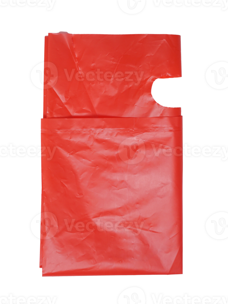 guardada vermelho colori plástico saco com uma entalhado lidar com em transparente fundo png