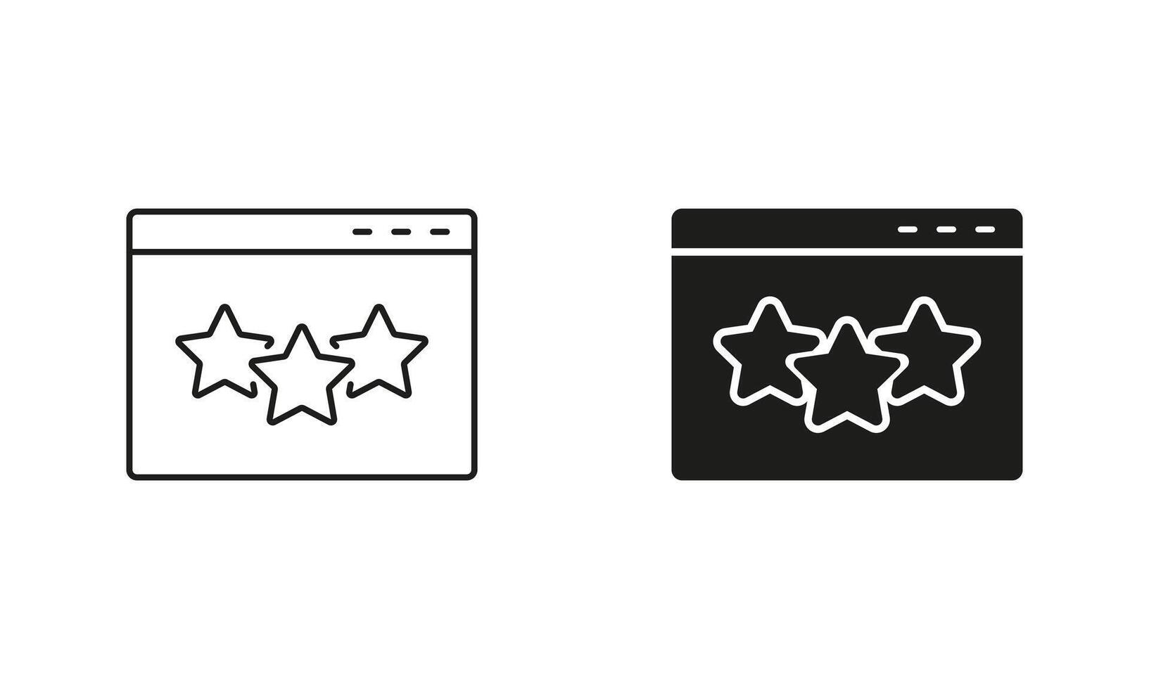 Customer Feedback Symbol. Stars In Social Media App Pictogram. Website Rating Line and Silhouette Icon Set. User Review. Editable Stroke. Isolated Illustration vector