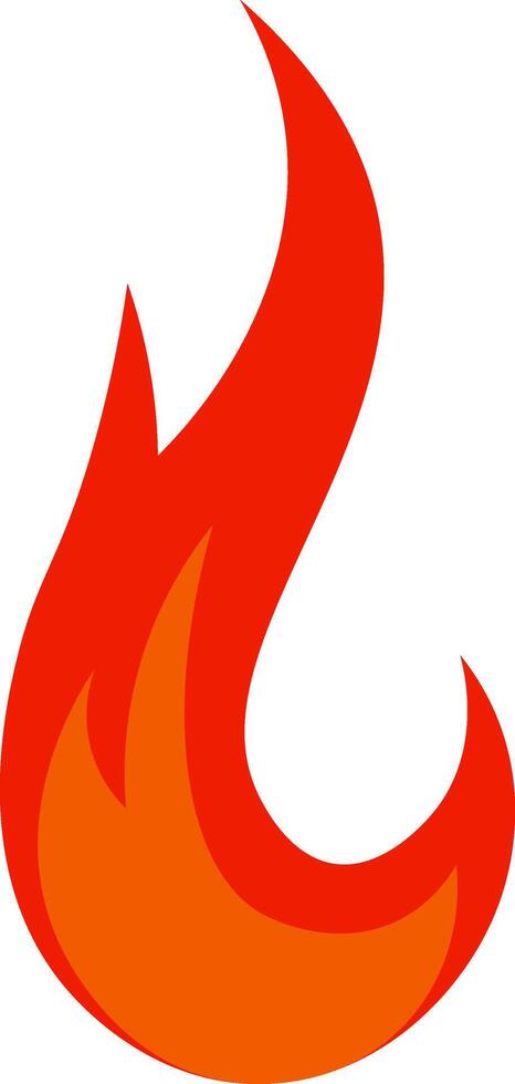 Red and orange cartoon fire flames creating a bright fireball, heat wildfire and red hot bonfire, campfire, red fiery flames isolated illustration vector