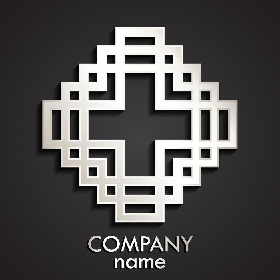 3g geometric linear silver cross square logo desing vector